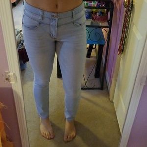 High-waisted skinny jeans